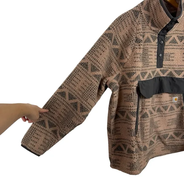 Carhartt T Snap Fleece Sweatshirt Desert Taupe Aztec Women’s XXXL OJ4991-W Pink - Image 8