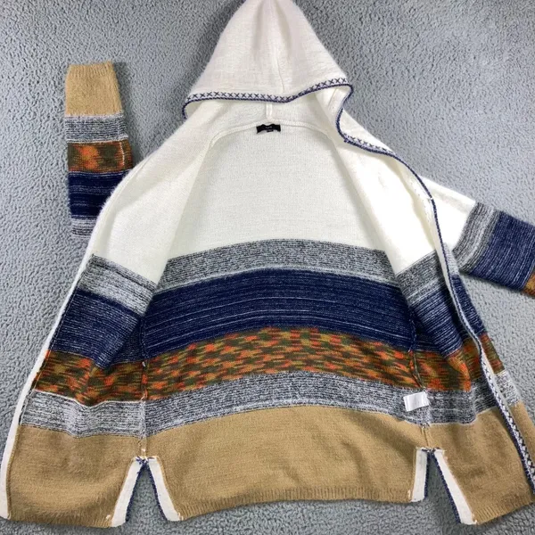 Fate Cardigan Sweater Women Medium Hooded Open Front Fuzzy Cozy Lagenlook‎ - Image 3