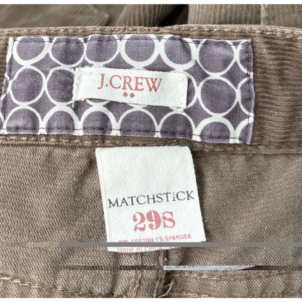 J Crew Matchstick Corduroy Pants Womens Size 29 S Short Brown Low Rise Straight - Image 5