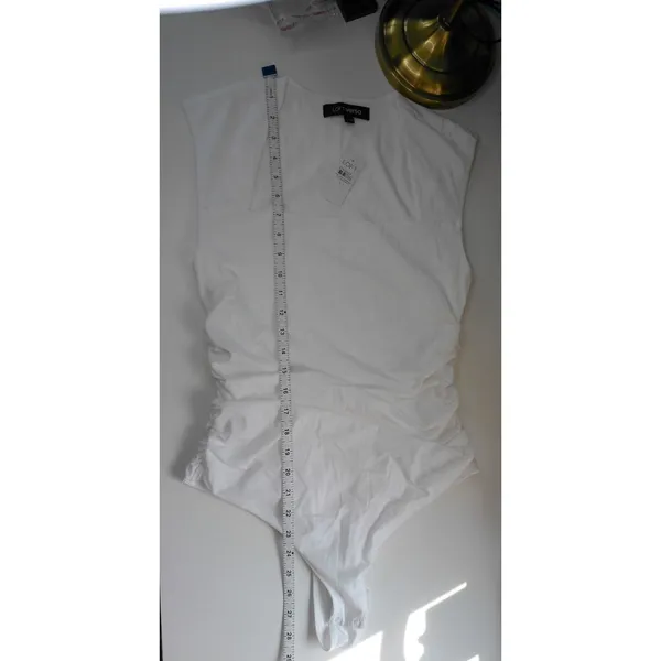 LOFT Versa White Square Neck Ruched Sleeveless Bodysuit L NWT‎ Clean Girl Base - Image 8
