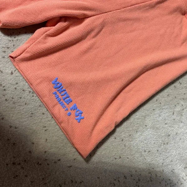 White Fox Boutique Project 5 Ribbed Biker Shorts Orange Coral XS Logo Streetwear - Image 7