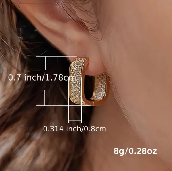 Gold glitter silver hoop earrings - Image 2