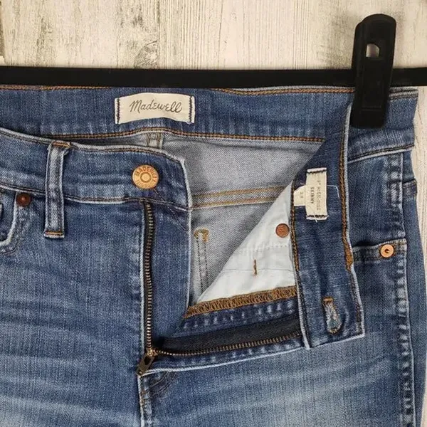 Madewell Distressed Blue Denim 9" High Rise Skinny Jeans Women's Size 28 - Image 7