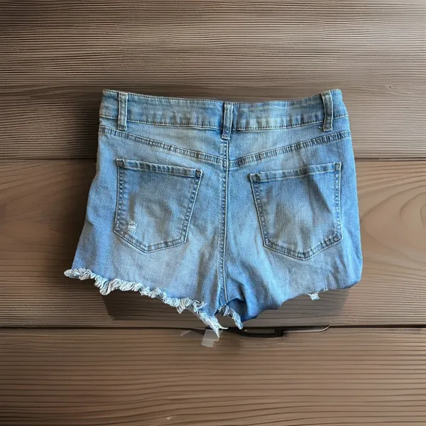 WAX JEAN, LOS ANGELES, Large BLUE DENIM CUT OFF SHORTS, JR'S WAIST - Image 2