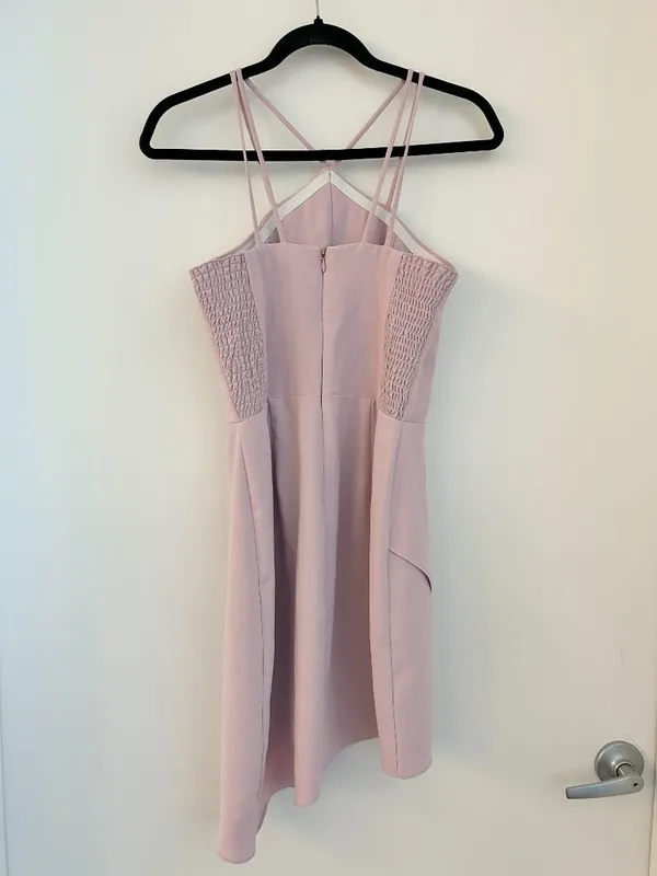 Amanda Uprichard Odean Asymmetrical Baby Pink Purple Cocktail Mini Dress Size S - Image 5