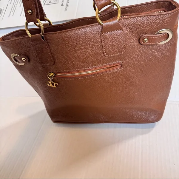 Vintage Tuscany Leather Tan Tote Bag Handbag Purse Classic - Image 2