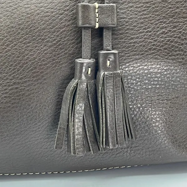 Lands’ End brown pebbled leather satchel. - Image 2
