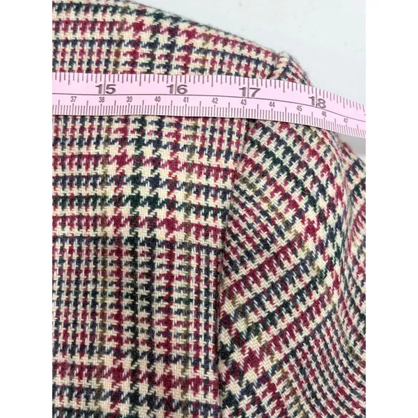 Vintage Talbots Blazer Red Plaid 100% Wool Two Button Jacket Size M - Image 13