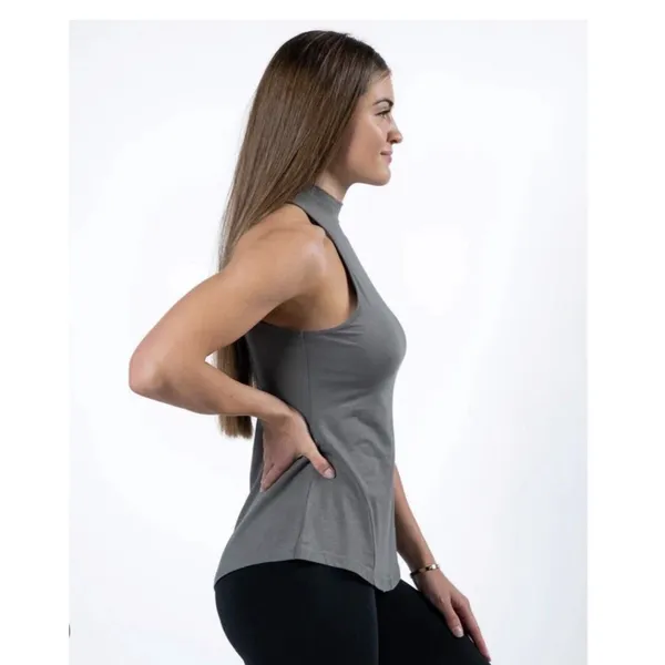 Alphalete Women's Premium Mockneck Tank - Stone Grey , Size Large - Image 3