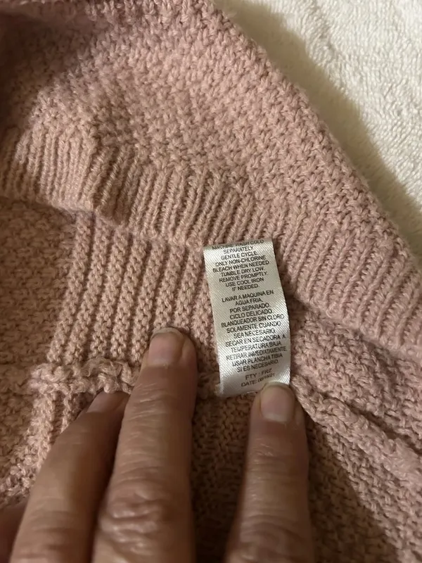 Full Circle Trends Pink Knit V-Neck Drawstring Front Long Sleeve Pullover - Image 6