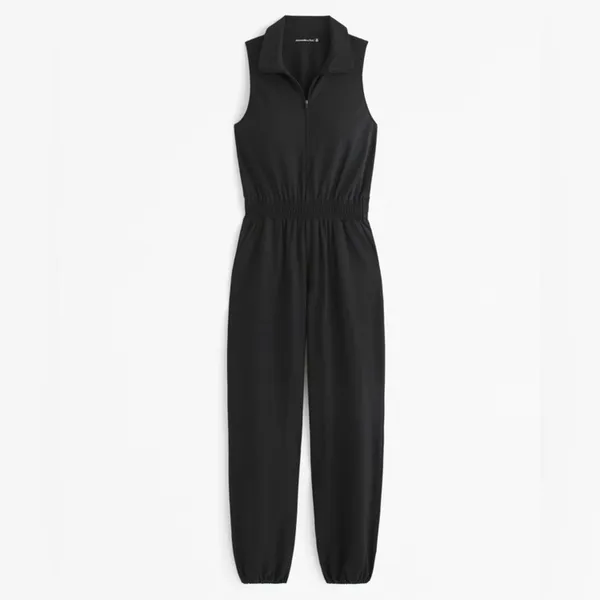 Abercrombie & Fitch Traveler Zip-Up Jumpsuit Dark Navy Blue M Petite - Image 5