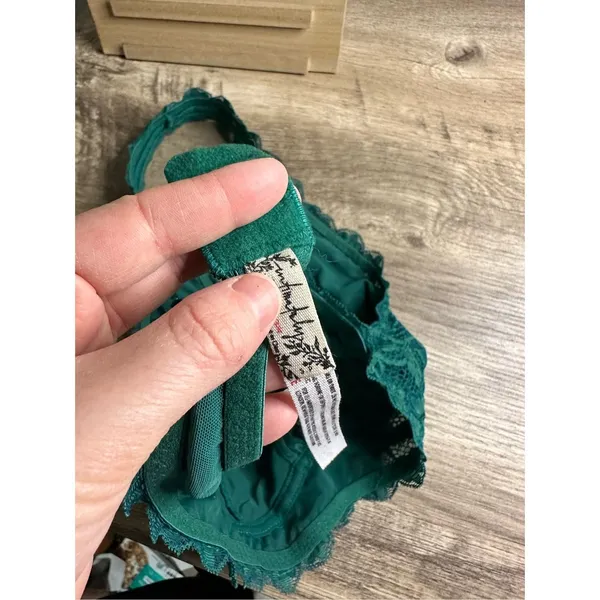 Free People Women’s Small Green Galloon Lace Halter Bralette - Image 3