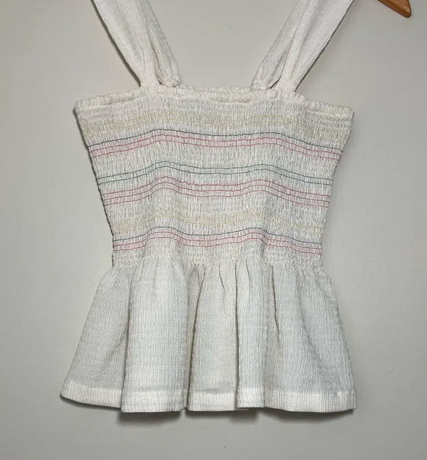 Madewell Rainbow Smocked Peplum Tank - Image 3
