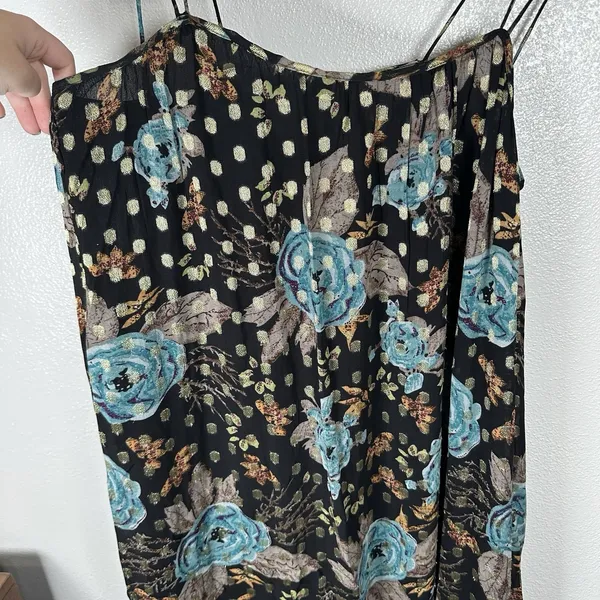Natural Life The Alice Floral‎ Metallic Maxi Dress Womens XS Sleeveless Tiered - Image 3
