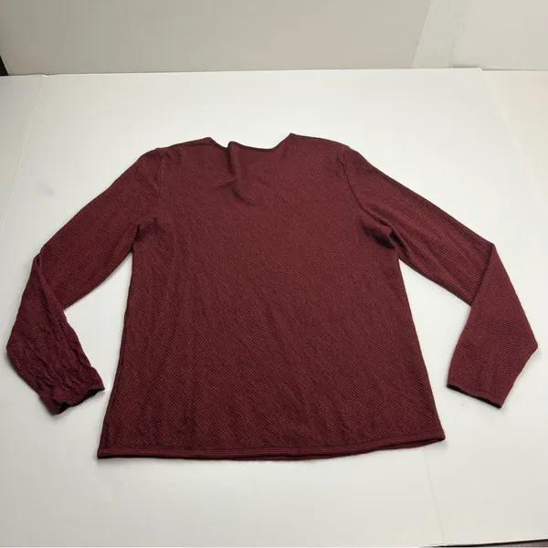AKRIS Womens Cashmere Silk Red Stripe Long Sleeve Top US‎ 16 *SEE MEASUREMENTS - Image 11