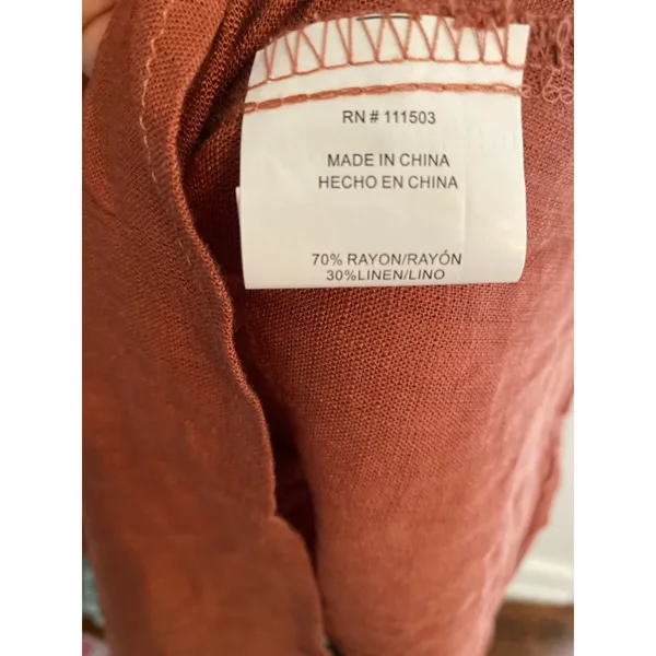Luxology Linen Mini Dress Quiet Luxury Breathable Boho Earthy‎ Parisian Scandi S - Image 7