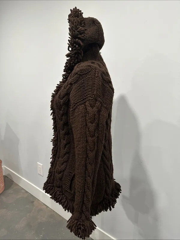 Sisandina Chunky Cable Knit Hooded Cardigan in Dark Brown - Image 4