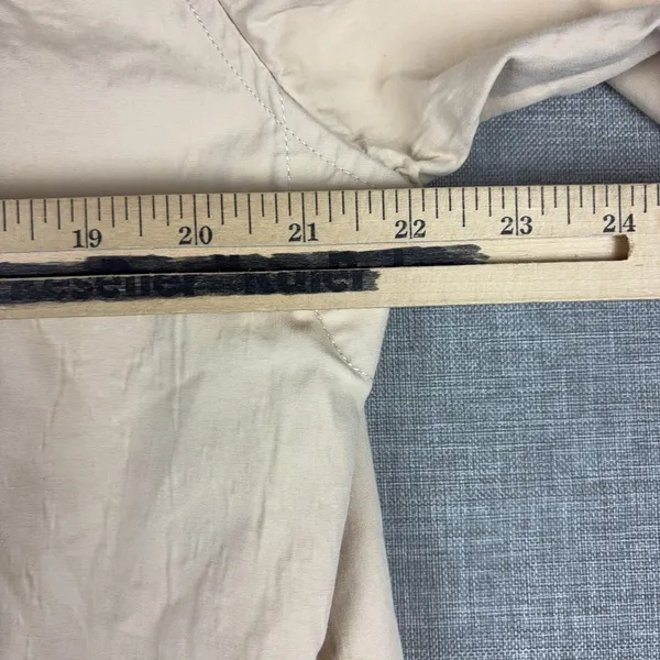 Vintage Ralph Lauren Sport Coat Womens Large Beige Cotton Overcoat Collared 90s - Image 7