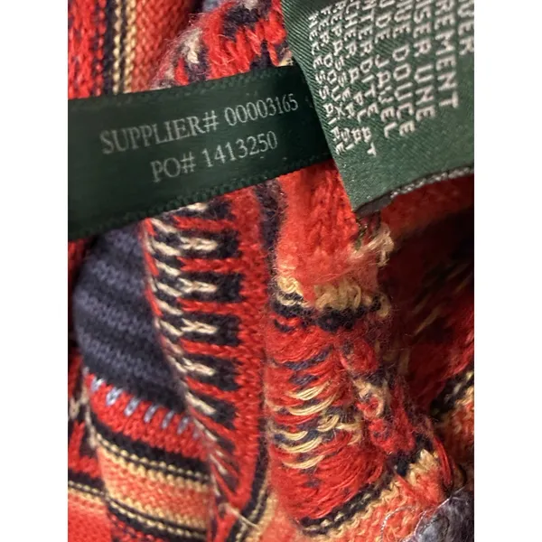 LRL Ralph Lauren Linen Wool Blend Sweater Top XL Aztec Serape Boho Indie Vintag - Image 7