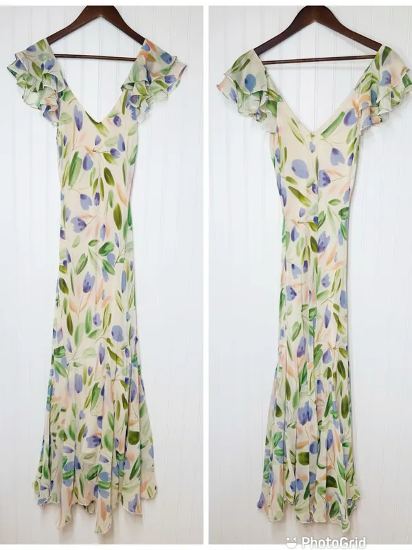 ASTR Wisteria Floral Chiffon Maxi Dress Small Wedding Guest Garden Party Summer - Image 2