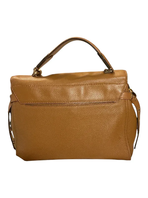 Michael Kors Carine Medium Pebbled Leather Satchel – Cognac/Luggage with Snake-Embossed Trim - Image 2