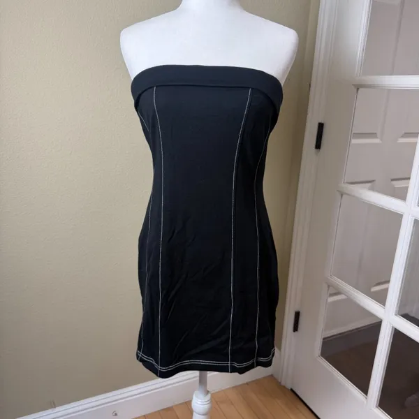 URBAN OUTFITTERS Black Stretch Tube Strapless Bodycon Mini Dress Size Large - Image 2