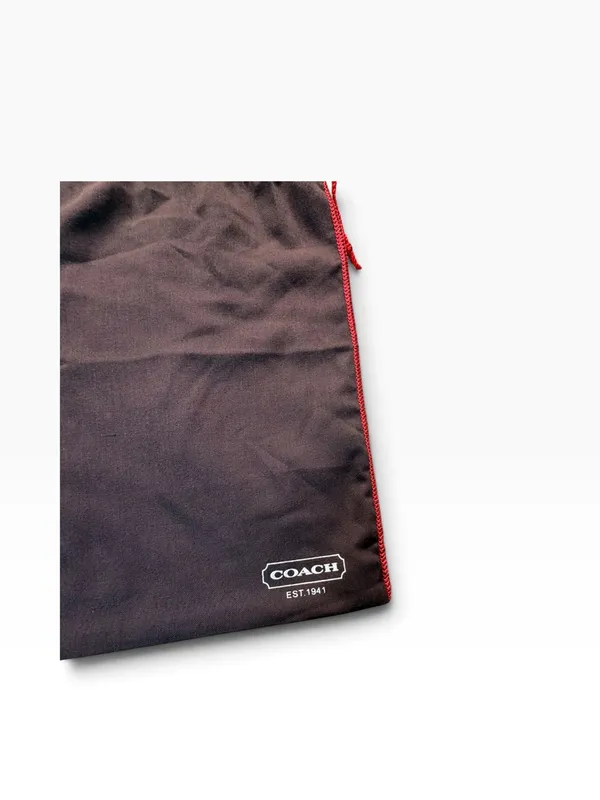Coach Drawstring Dust Bag Brown Red Trim 16” x 13” Storage Cover - Image 2