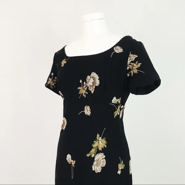 Vintage Ann Taylor Botanical Dress in Black | Size 6 - Image 2