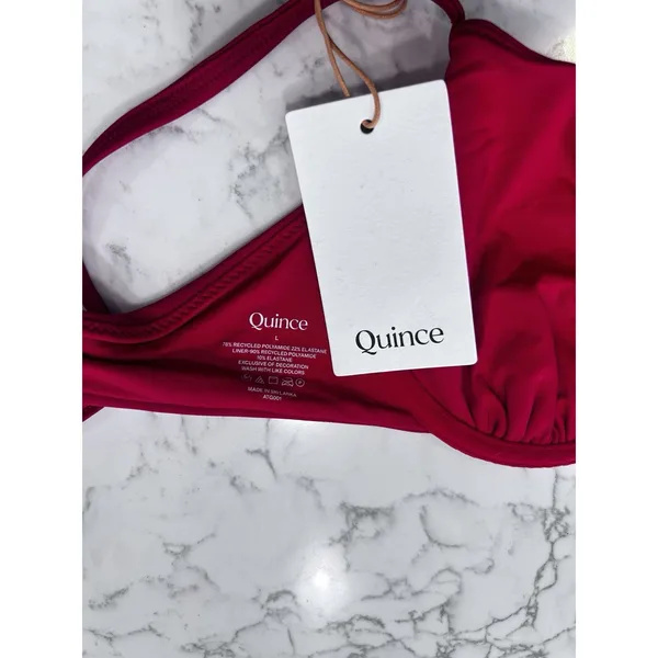 NWT Quince Cherry Red Italian Demi Bikini Top Size Large - Image 5