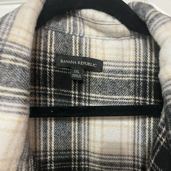Banana Republic plaid black white‎ Shirt Jacket shacket size XXL - Image 8