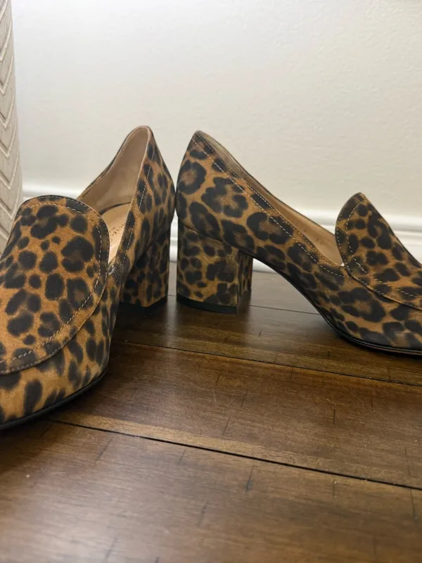 Gianvito Rossi Leopard Print Suede Block Heel Loafer Pumps Size 38 - Image 14