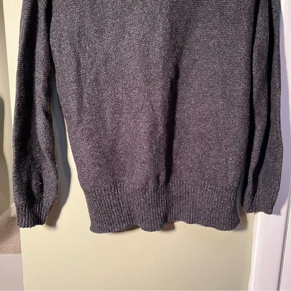 Madewell Women's Size Small Suede Stripe Texture Sweater‎ Dark Gray Crewneck - Image 8