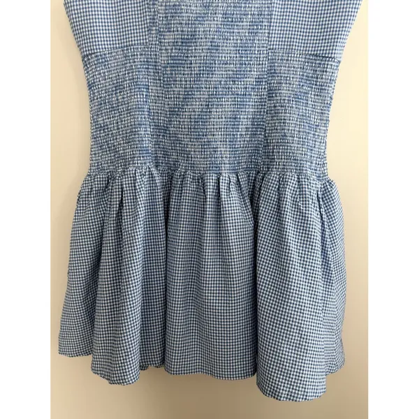 Maeve Smocked Rosette Drop-Waist Mini Blue Gingham Dress Women's Size XL - Image 6