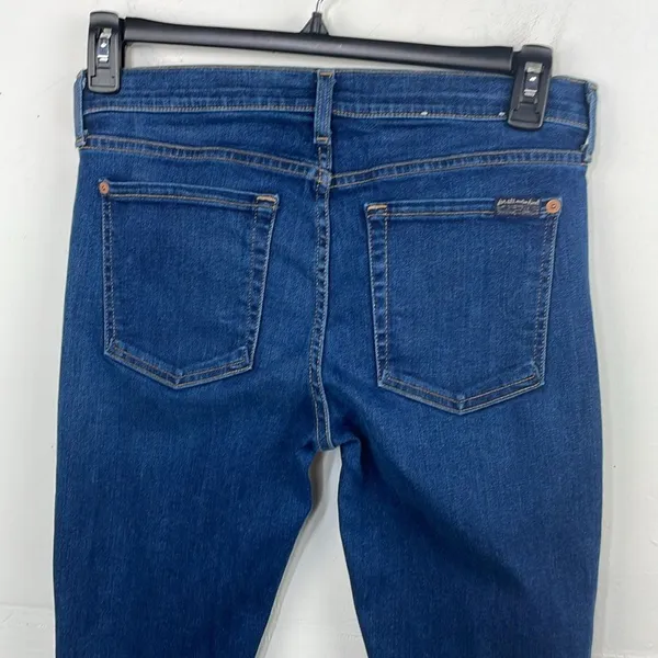 7 For All Mankind Blue The Ankle Skinny Jeans with Distressed Detail size 31 - Image 5