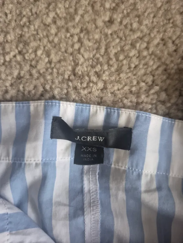 J. Crew Light Blue & White Striped Puff-Sleeve preppy summer Midi Dress XXS - Image 5