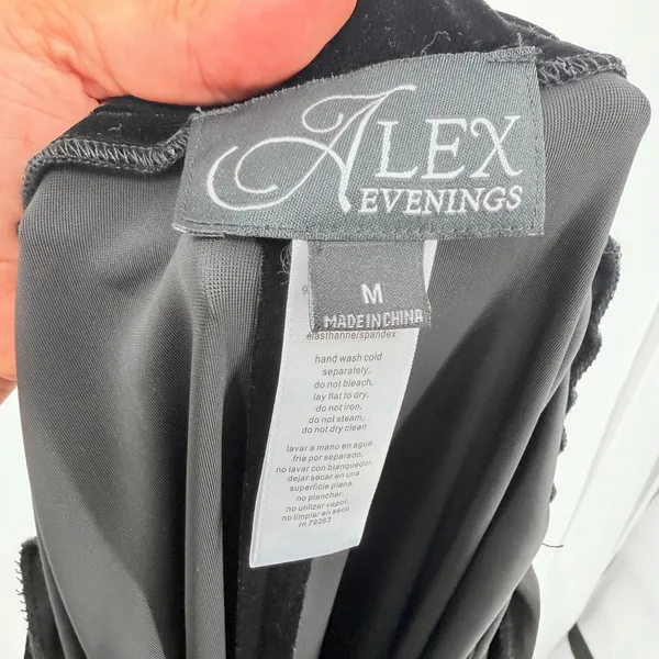 Alex Evenings Velvet Wide Leg Pull On Pants Sz M Black Holiday Quiet Luxury 90s - Image 8