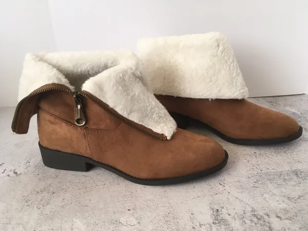 Brown Suede Boots, Size 9 - Image 4