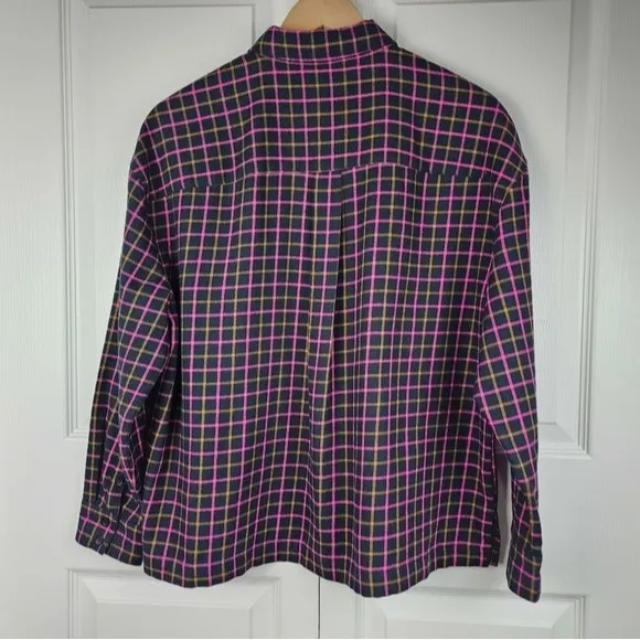 Madewell Plaid Flannel Boxy Shirt Crop Top Size M - Image 4