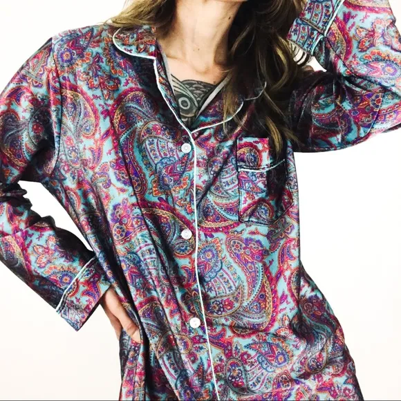 Vintage Paisley Motif Nightshirt | Size M - Image 2
