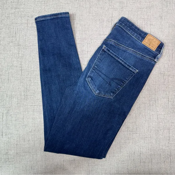 American Eagle AE Next Level High Waisted Jegging Dark Skinny Jeans Size 8 - Image 5