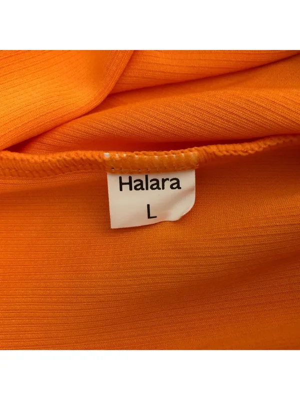 Halara V Neck Short Sleeve Pocket Waffle Casual Romper Orange L - Image 6