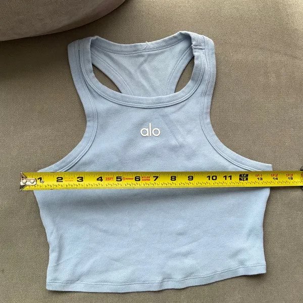 Alo Yoga Aspire Tank Seashell Blue/White S - Image 3