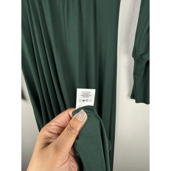 24seven Comfort Apparel Bishop Sleeves‎ Maxi Dress Women's Large Green Stretch - Image 11