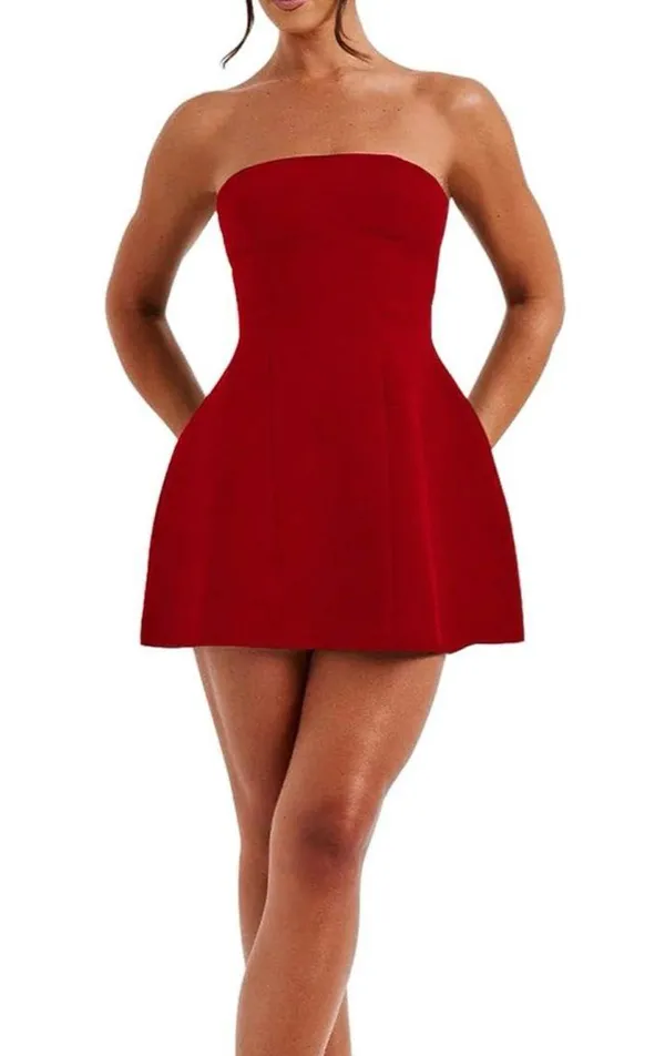 Strapless Mini Dress Red - Image 2