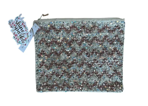 Sequin Cosmetic Bag Shine and Sparkle Travel 10.5x9 Evening Clutch NEW - Image 4