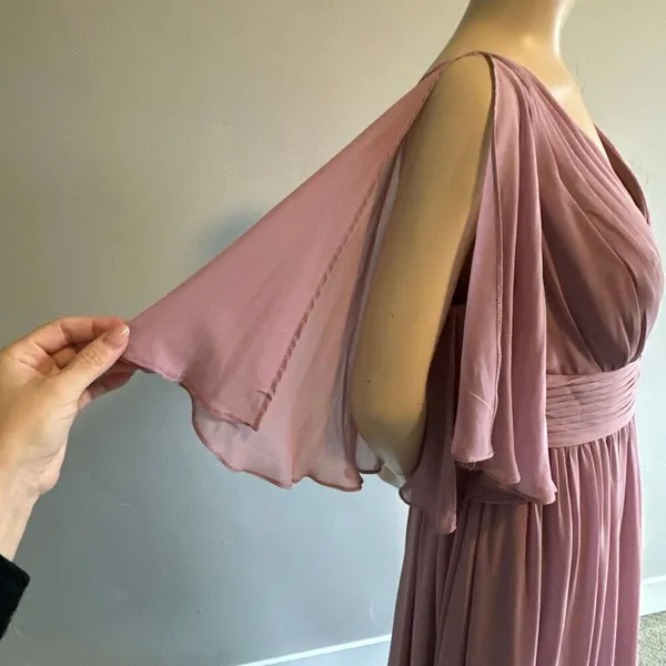 Azazie Temeka Vintage Mauve A-Line Ruched Chiffon Dress - Image 10
