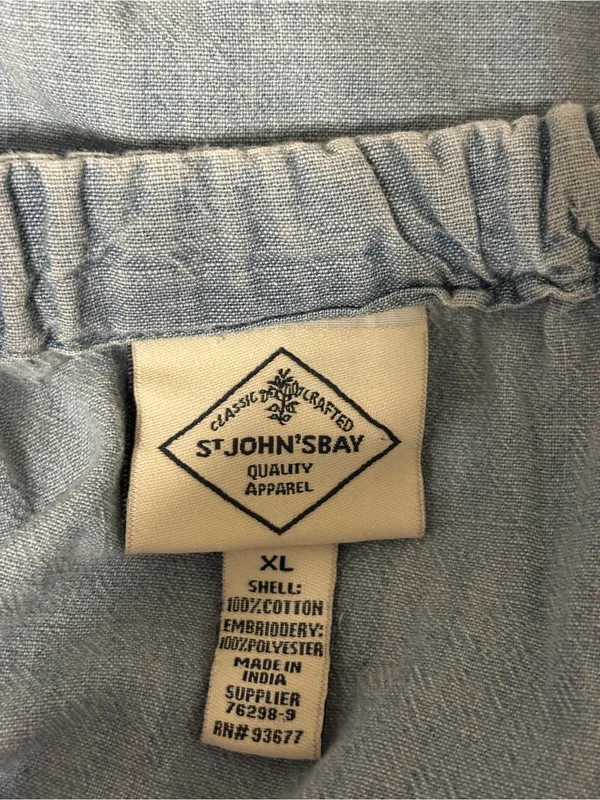 St. John’s Bay XL Chambray Maxi Dress Embroidered Floral Cotton Tiered - Image 2