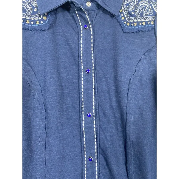 Idyllwind Navy Embellished Top size XS Cowgirl core rodeo style edgy western - Image 6