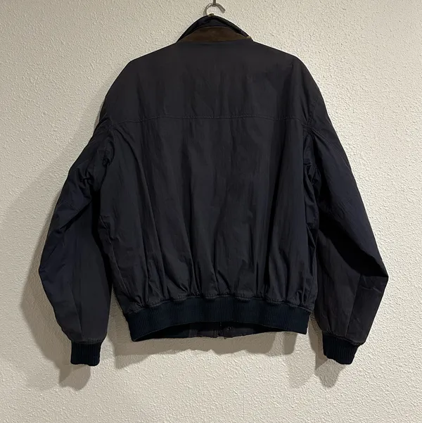 Vintage Aviator Dark Navy Blue Bomber Jacket - Image 5