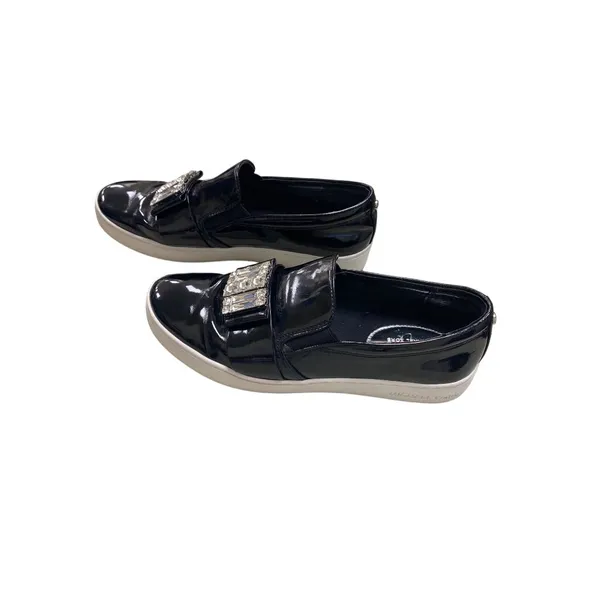 Michael Kors women’s shoe sneaker leather patent black w/rhinestones 8.5 SKU 718 - Image 3